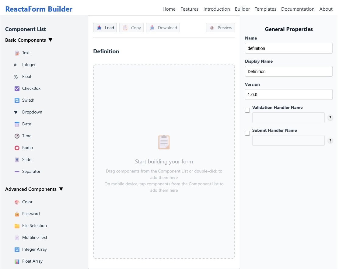 Visual Builder Interface
